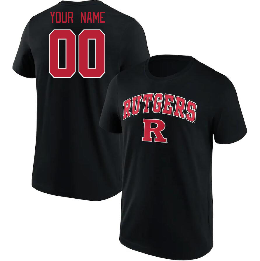 Custom Rutgers Scarlet Knights Name And Number College Tshirt-Black - Click Image to Close